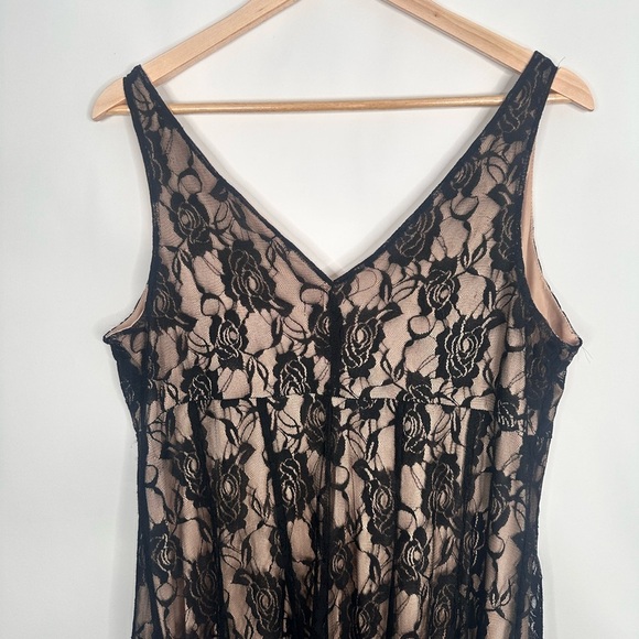 Fit and Flare Black/Tan Lace‎ Overlay Sleeveless Dress | 14W - Picture 5 of 10